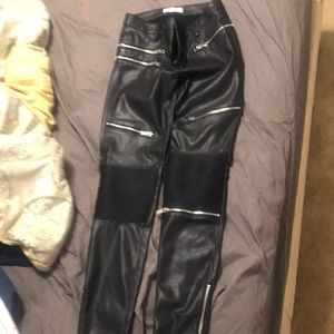 Motocycle zippered faux leather
